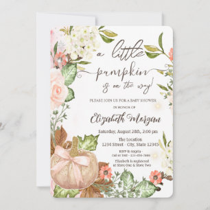 Invitación Ducha de Bebé de Flores Hojas Calabaza Otoño