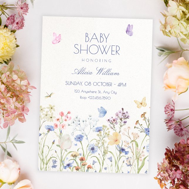 Invitación ducha de bebé de flores silvestres (Subido por el creador)