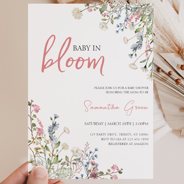 Invitación Ducha de Bebé de Flores Silvestres (Subido por el creador)