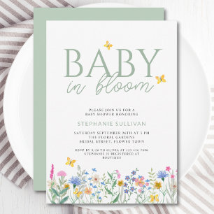 Invitación Ducha de bebé de flores silvestres Baby in Bloom
