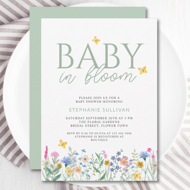 Invitación Ducha de bebé de flores silvestres Baby in Bloom (Subido por el creador)