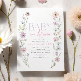 Invitación Ducha de bebé de flores silvestres pastel Baby in
