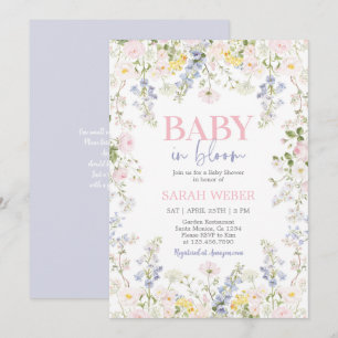 Invitación Ducha de bebé de flores silvestres pastel 'Bebé en