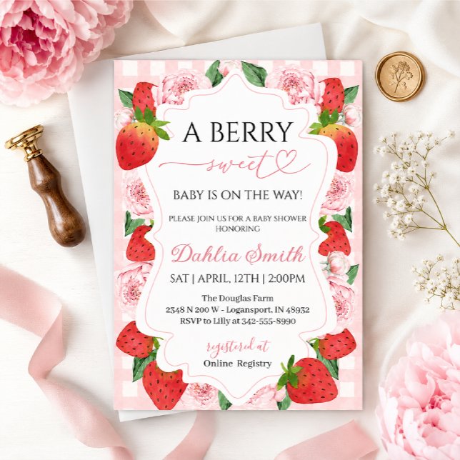 Invitación ducha de bebé de fresa (Subido por el creador)