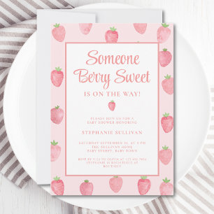 Invitación Ducha de Bebé de Fresa