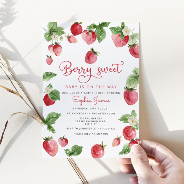 Invitación Ducha de bebé de fresa Berry dulce baby ducha (Subido por el creador)