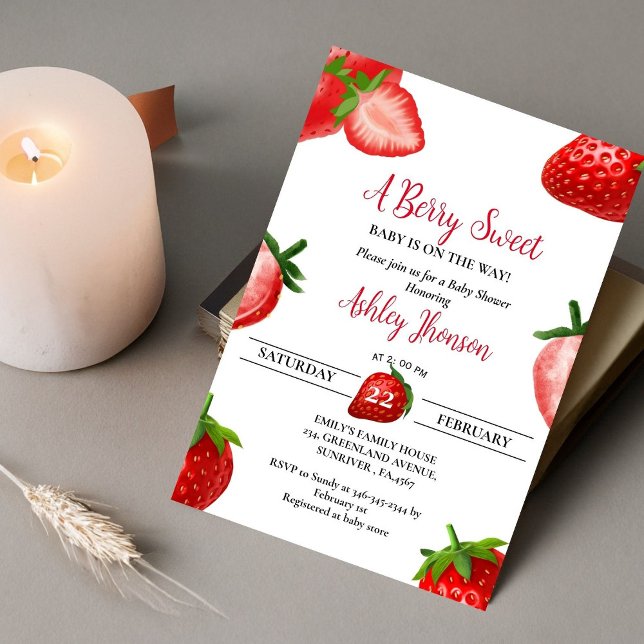 Invitación Ducha de bebé de fresa | Berry Sweet baby (Subido por el creador)