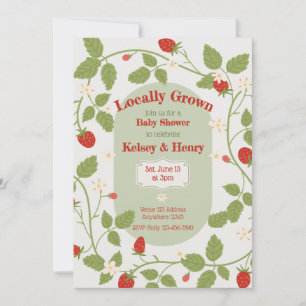 Invitación Ducha de Bebé de Fresa Cultivada Localmente