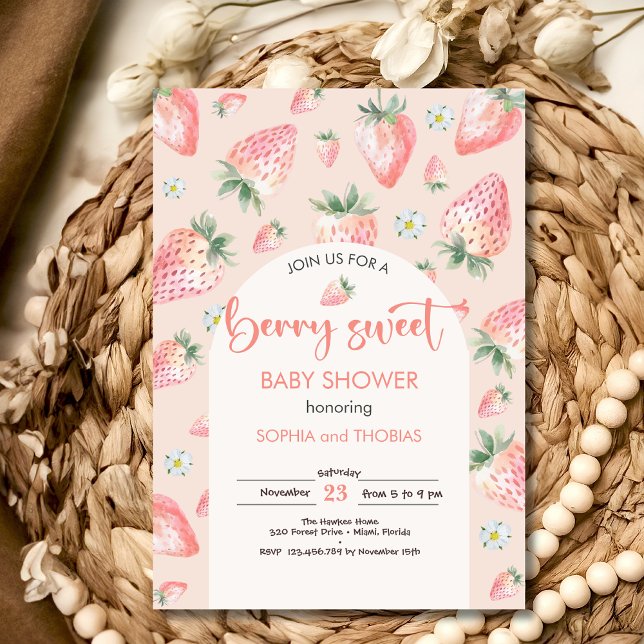 Invitación Ducha de bebé de fresa dulce Berry (Subido por el creador)