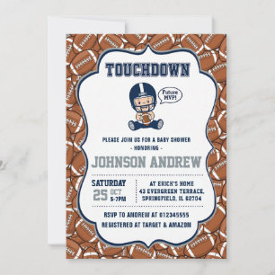 Invitación Ducha de Bebé de Fútbol Americano con Toque Person
