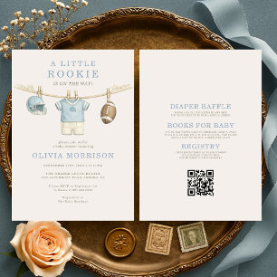 Invitación Ducha de bebé de fútbol americano para novatos tod