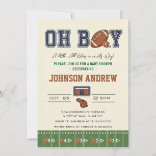 Invitación Ducha de bebé de fútbol americano personalizada
