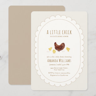 Invitación Ducha de bebé de gallinita boho elegante neutra
