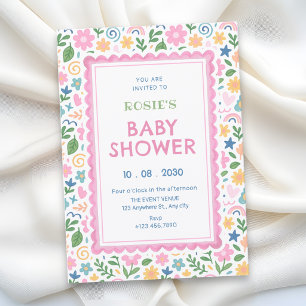Invitación Ducha de bebé de garabato juguetón