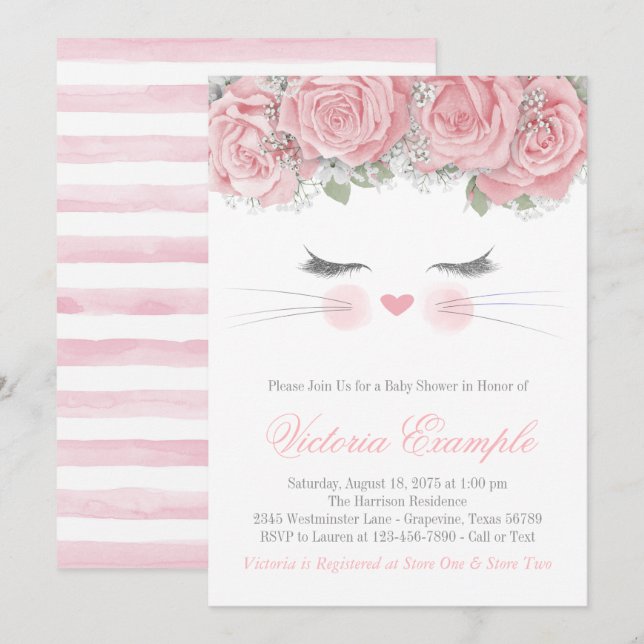 Invitación Ducha de Bebé de Gato (Anverso / Reverso)