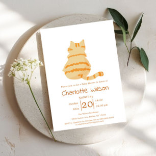 Invitación Ducha de bebé de gato naranja gordo lindo