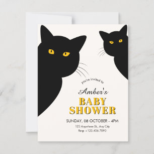 Invitación ducha de bebé de gato negro