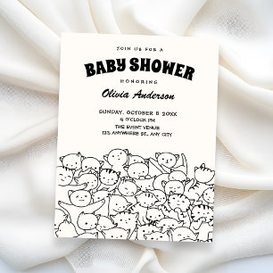 Invitación Ducha de bebé de gatos lindos