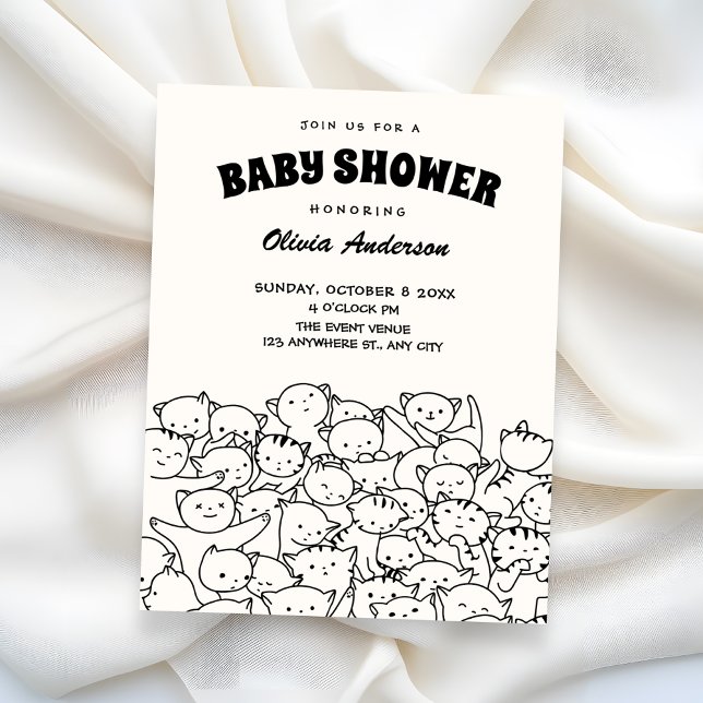 Invitación Ducha de bebé de gatos lindos (Subido por el creador)