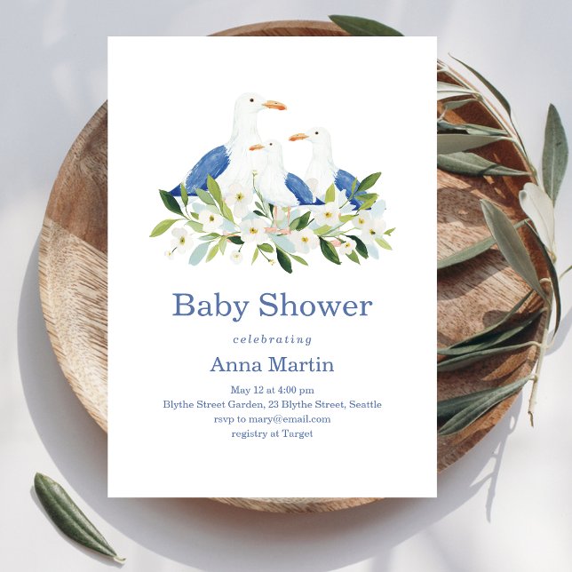 Invitación Ducha de Bebé de Gaviotas de la Costa (Subido por el creador)