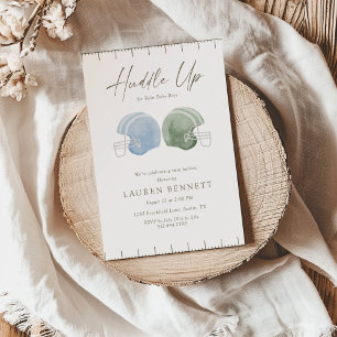 Invitación Ducha de bebé de gemelos niños Light Green Blue Hu