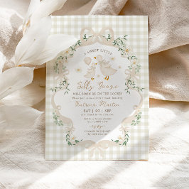 Invitación Ducha de bebé de gingham beige de ganso tonto neut