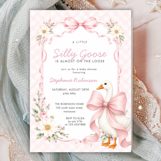 Invitación Ducha de bebé de Gingham con lazo Coquette rosa de (Subido por el creador)