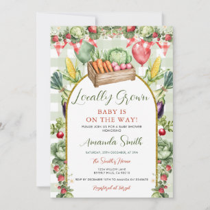 Invitación Ducha de bebé de Gingham de mercado fresco cultiva