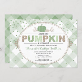 Invitación Ducha de bebé de Gingham Green