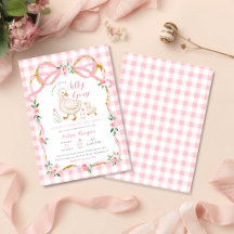 Ducha de bebé de gingham rosa floral de pequeña ga