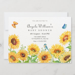 Invitación Ducha de bebé de girasoles