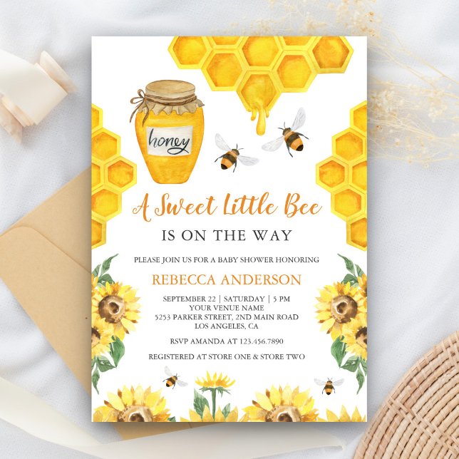 Invitación Ducha de bebé de girasoles rústicos y miel dulce d (Subido por el creador)