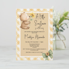 Invitación Ducha de Bebé de Girasoles y Oso Pardo Boho