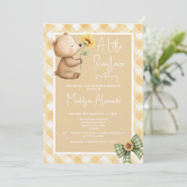 Invitación Ducha de Bebé de Girasoles y Oso Pardo Boho