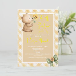 Invitación Ducha de Bebé de Girasoles y Oso Pardo Boho