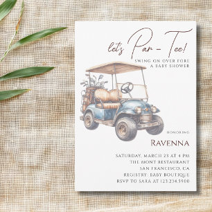 Invitación Ducha de Bebé de Golf Vintage Limpio Vamos Par-tee