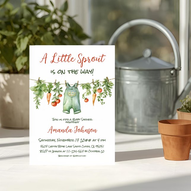 Invitación Ducha de bebé de granja Little Sprout Clothesline (Subido por el creador)