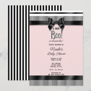 Invitación Ducha de Bebe de Halloween con Lazo Negro Blanco R