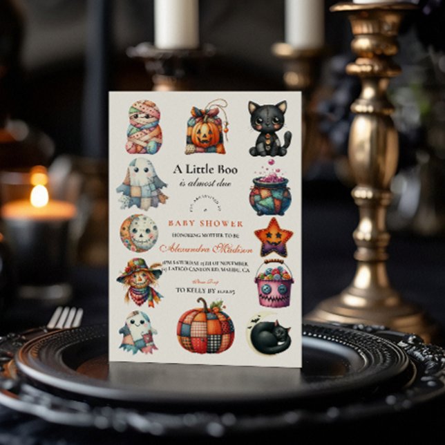Invitación Ducha de bebé de Halloween con parches acolchados (Subido por el creador)