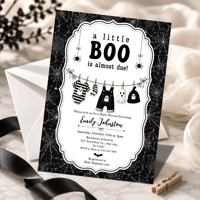Invitación Ducha de Bebé de Halloween con Ropa Fantasmal (Subido por el creador)