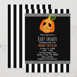 Invitación Ducha de bebé de Halloween de calabaza caprichosa