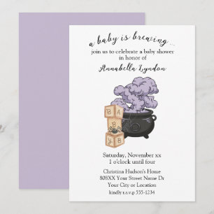 Invitación Ducha de Bebé de Halloween de Caldero de Bruja