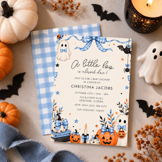 Invitación Ducha de Bebé de Halloween de Fantasma con Lazo Az