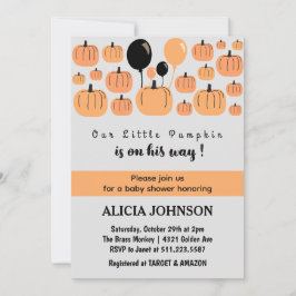 Invitación Ducha de bebé de Halloween de otoño de calabaza