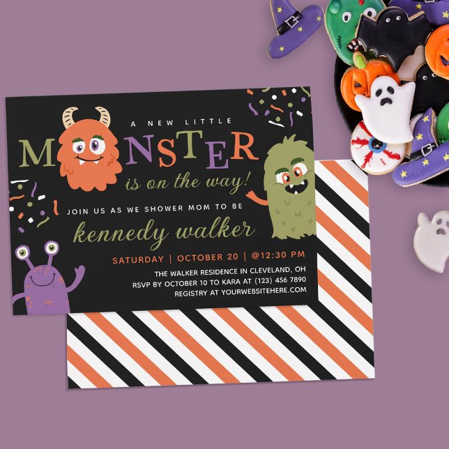 Invitación Ducha de bebé de Halloween del pequeño monstruo de (Subido por el creador)