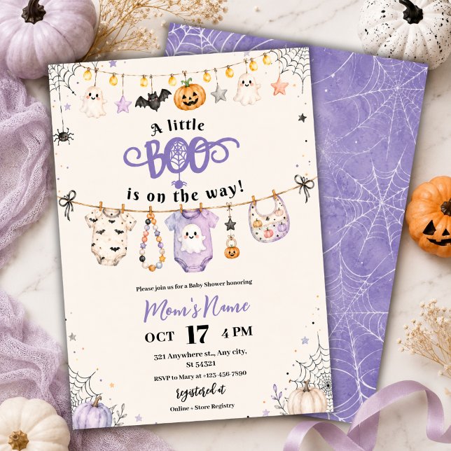 Invitación Ducha de bebé de Halloween Little Boo Ghost (Subido por el creador)