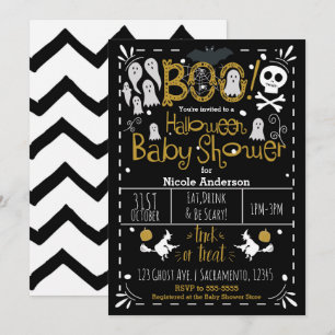 Invitación Ducha de Bebé de Halloween Moderna Caprichosa Dibu