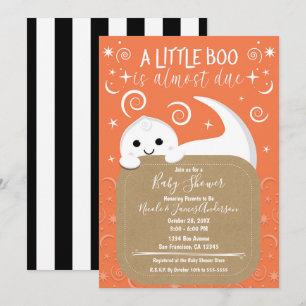 Invitación Ducha de Bebé de Halloween Naranja Fantasma Espian