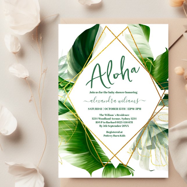 Invitación Ducha de bebé de Hawái con vegetación tropical (Subido por el creador)