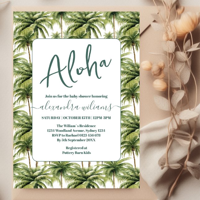 Invitación Ducha de bebé de Hawái con vegetación tropical (Subido por el creador)